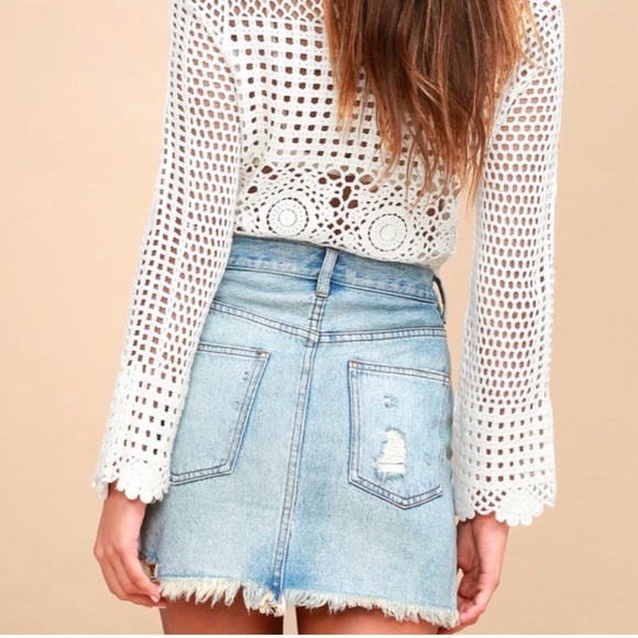 Free People Relaxed Destroyed Denim Mini Skirt - Picture 4 of 10